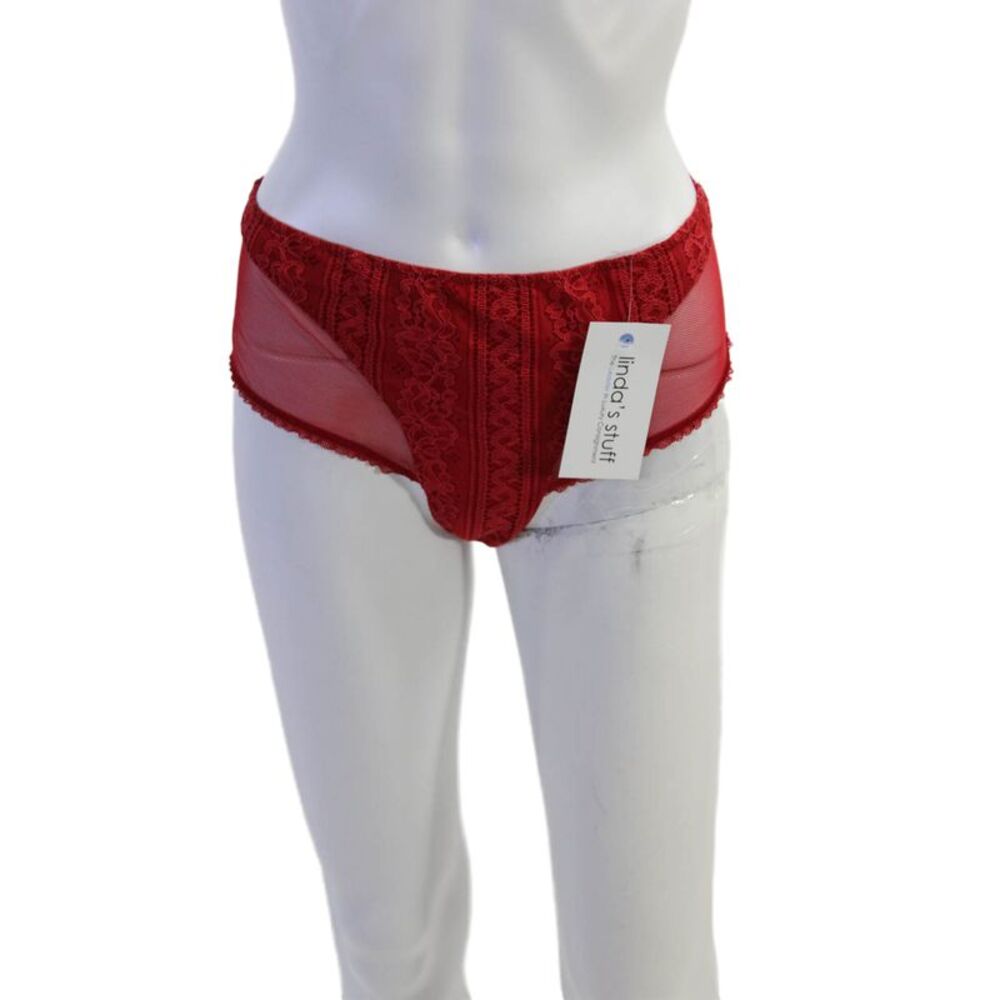 Eprise Lise Charmel Womens Lace Semi-Sheer Cheeky Panties Red Size 12